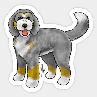 Dog - Bernadoodle - Tricolor Gray and Brown Sticker